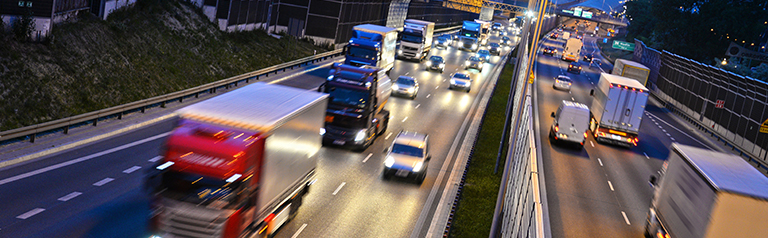 Driving a truck on a motorway